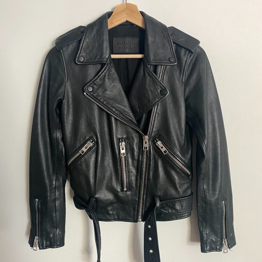All Saints Balfern Black Leather Biker Jacket